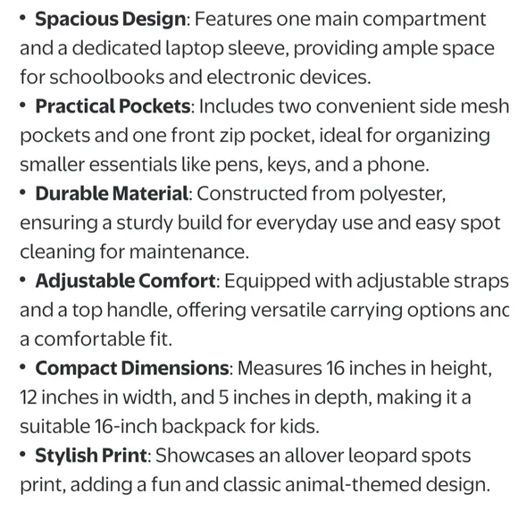 Leopard Print Backpack in Beige and Black - Picture 5 of 9